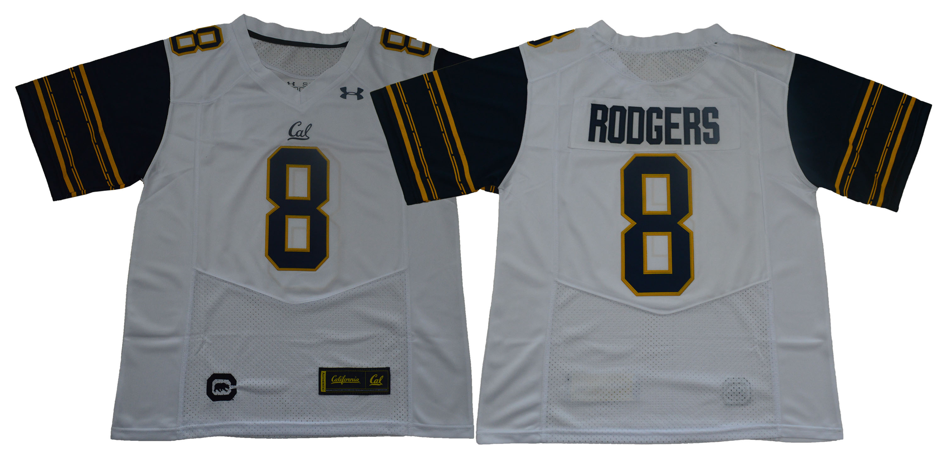 Men California Golden Bears 8 Aaron Rodgers White Stitched NCAA Jersey